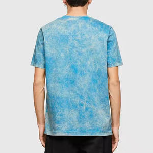 Camiseta de Algodón Tie Dye para Hombre, Manga Corta, Cuello Redondo, Corte Regular, Estilo Casual, Tejido Jersey, Diseño Sólido Azul - Product Image 2