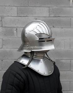 Casco de Caballero de Acero Inoxidable con Juego de Armadura de Gorgeta, Accesorio de Cosplay Ponible para Exhibición Coleccionable de Arte - Product Image 3