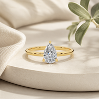 Bague de fiançailles à trois pierres en argent sterling 925 plaqué or blanc |   Bague en diamant VVS incolore taille poire allongée 12,9x6,4mm