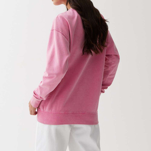 Sweat-shirts décontractés pour femmes de haute qualité, col rond, effet délavé, prix de gros, sweat-shirts délavés sur mesure pour femmes - Product Image 2