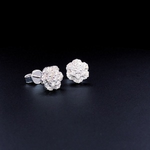 Flower Cluster Halo 925 Silver Vermeil Pave Diamond Stud Earrings IGI Certified Lab Grown 0.90ct Brilliant Cut <b>Wedding</b> Gift - Product Image 4