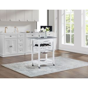 Carrello da Cucina Mobile con Isola, Cassetto e Cesto Portaoggetti Estraibile in Rete - Product Image 5