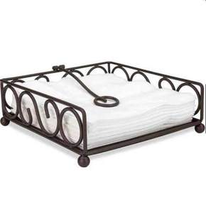 Support de serviettes plat en acier bronze de la collection Home Basics, support de distribution de serviettes noir pour comptoir de cuisine - Product Image 3