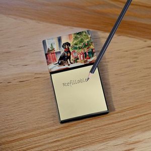 Cozy Christmas Dachshund Sticky Note Holder Autoadhesivo Bloc de notas Dispensador recargable Escritorio en blanco Decoraciones navideñas - Product Image 2