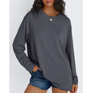 <b>Women</b> Regular Fit O-Neck Short Sleeve Knitted T-<b>Shirt</b> Solid Color 100% Cotton Breathable <b>Compressed</b> Embroidery Spring/Summer - Product Image 6