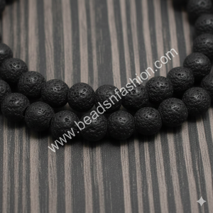 Cuentas Redondas de Lava Negra de 8mm para Hacer Joyería DIY, Pulseras, Collares y Pendientes - Product Image 3
