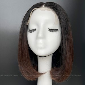 Peluca Bob de pelo vietnamita 100%, peluca Frontal de encaje HD de Color de Punta marrón 13x6, peluca Frontal de encaje para mujeres negras, extensiones de cabello humano - Product Image 4