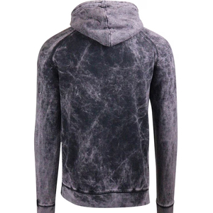 Sweat-shirt à capuche oversize noir délavé pour homme, couleur unie, en coton French Terry, avec poche kangourou, décontracté, automne - Product Image 4