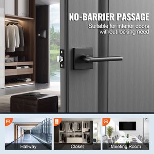 Maniglia per Porta Passaggio Nera Opaca, 1 Pezzo, Reversibile Destra/Sinistra, Rotazione 45°, Senza Blocco - Product Image 2