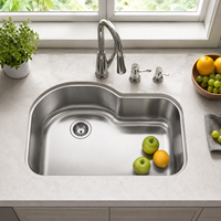 Évier de cuisine moderne haut de gamme en acier inoxydable satiné à cuve unique grande taille, design sous plan, vente en gros du fabricant vietnamien PM 320 5