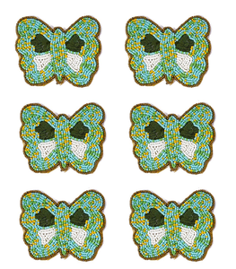 Sous-verre perlé de luxe Papillon Bleu Rose Bohème, Napperon de table décoratif, Tapis et dessous-de-plat perlés - Product Image 5