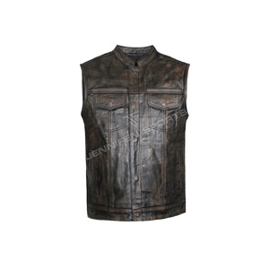 Chaleco de Cuero Estilo Vintage de Alta Calidad para Motocicleta, Chaleco de Cuero Personalizado al por Mayor para Hombre, Chaleco de Motocicleta OEM - Product Image 1