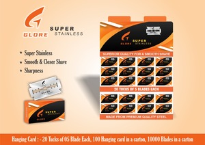 Présentoir de rasoir de barbier 20 lames en acier inoxydable à double tranchant 5 lames par tuck 10000 lames par carton GLORE RAZOR 630-650HV - Product Image 4