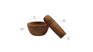 Mortier et pilon en bois faits à la main |   Moulin à épices et herbes en bois naturel |   Bol à écraser pour la cuisine |   Vente en gros - Product Image 5
