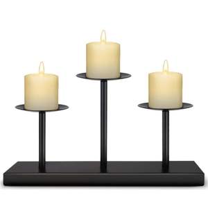 Support de bougie moderne minimaliste noir mat, support de bougie géométrique circulaire en métal, chandelier en fer forgé pour la maison et l'hôtel - Product Image 6