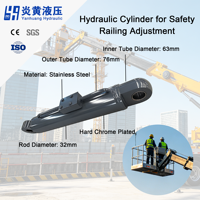Cylindre hydraulique pour plateforme de travail en hauteur, course de 245 mm, acier inoxydable chromé dur, réglage du compartiment habitable