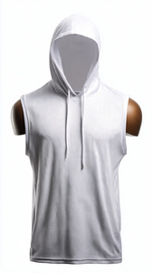 Camisetas sin mangas con capucha para gimnasio, ropa deportiva para hombre, sudaderas sin mangas con capucha para ejercicio, camisetas con capucha 100% algodón poliéster para hombre - Product Image 3