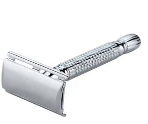 Nueva maquinilla de afeitar de seguridad, maquinilla de afeitar de seguridad de un solo filo reutilizable de latón con mango largo para hombres, maquinilla de afeitar de seguridad plateada de doble filo - Product Image 5