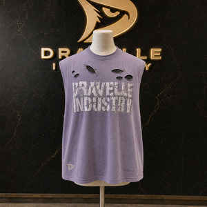 Custom <b>Y2K</b> Oversized Sleeveless Muscle Tee, Distressed Washed Cotton Streetwear Tank <b>Top</b> with Safety Pin Detail & Boxy Fit - Product Image 1