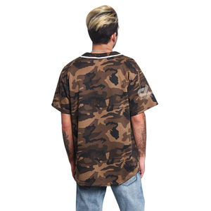Camiseta de Béisbol con Camuflaje Personalizado para Hombre, Uniforme de Equipo con Botones, Camisa Deportiva Transpirable de Poliéster, Estilo Urbano, Venta al Por Mayor OEM - Product Image 2
