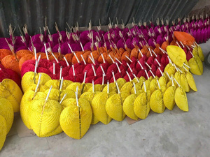 พัดแขวนผนังงานฝีมือทำจากหญ้าทะเลและไม้ไผ่ ตกแต่งสไตล์โบโฮ ของสะสมสำหรับตกแต่งบ้าน งานแต่งงาน หรือเป็นของขวัญ - Product Image 6