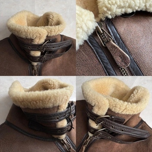 Custom Men's Genuine <b>Sheepskin</b> Shearling Winter Leather <b>Jacket</b> with Sherpa Fur Lining Windproof & Cozy Digital Printed Design - Product Image 6
