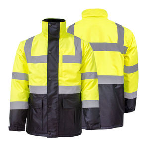 Outdoor Custom ANSI Class 2 High Visibility Fluorescent <b>Waterproof</b> <b>Work</b> Safety Jacket for Winter Roadway <b>Work</b> Wear - Product Image 1