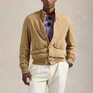 Veste en daim pour homme de qualité supérieure avec doublure en laine, alliant luxe et chaleur, coupe ajustée, veste bomber en daim pour homme - Product Image 2