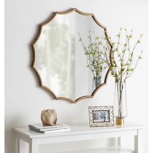 Grand miroir mural doré festonné - Miroir décoratif géométrique étoilé à 16 branches - Product Image 4