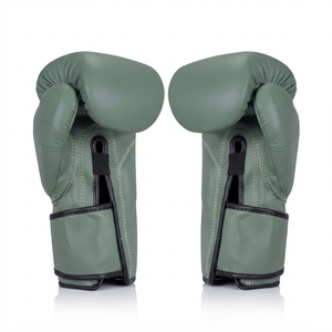 <b>Green</b> PU <b>Leather</b> Boxing <b>Gloves</b> Hand Grips Hook Loop Closure Adjustable Wrist Strap 10oz 16oz Unisex Customized Training <b>Gloves</b> - Product Image 5