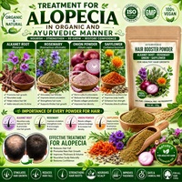Poudre de croissance capillaire à l'Amla, au romarin et à l'oignon |   Masque capillaire végétalien biologique aux herbes pour la repousse et l'épaississement des cheveux en cas d'alopécie