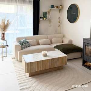 Table basse rectangulaire Vandana Aston Falcon en bois de manguier et marbre blanc - Product Image 5