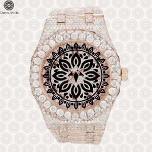 Montre de luxe pour homme Charm Jewells, boîtier en acier inoxydable, lunette sertie de diamants, mouvement mécanique, cadran de 40 mm, résistance à l'eau 10 bars - Product Image 1