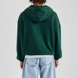 ผู้ผลิต OEM เสื้อฮู้ดดี้ทรงปกติสำหรับผู้ชาย ผ้าฝ้าย 100% เสื้อฮู้ดดี้ซิปแบบหนา น้ำหนักมาก ทรงโอเวอร์ไซส์ เสื้อฮู้ดดี้ซิปสำหรับผู้ชาย - Product Image 4