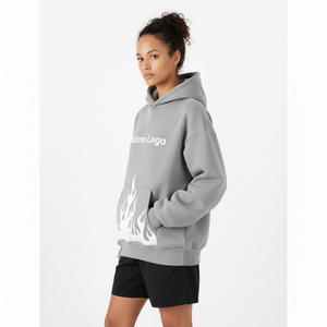 Sweat à capuche personnalisé avec logo, vente en gros, blanc, surdimensionné, de haute qualité, 100% coton, 400g, hiver, vintage, streetwear, broderie personnalisée, pour hommes - Product Image 2