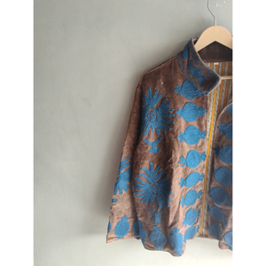 Veste en coton jaune brodée à la main avec motif animalier, col montant, manches longues, fermeture éclair, vêtement d'extérieur pour femme, cadeau de printemps - Product Image 4