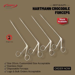 Pinzas de Cocodrilo Hartmann Desechables de Acero Inoxidable de 20 cm para ORL, Pinzas de Cocodrilo para Apósitos de Oído, OEM - Product Image 2