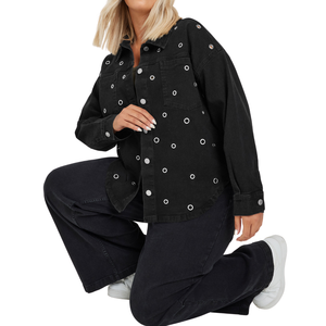 Chaqueta Vaquera de Mezclilla para Mujer, Talla Grande, 100% Algodón, Casual, Lavada, Personalizable, Muestra Gratis, Otoño/Invierno/Verano, Mejor Calidad - Product Image 4