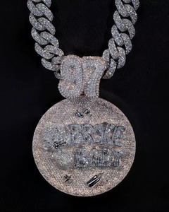 Broke Baby Themed Moissanite <b>Pendant</b> 925 <b>Silver</b> Hip Hop Iced Out Necklace Men's Letter Design <b>Pendant</b> <b>Initial</b> Letter <b>Pendant</b> - Product Image 1