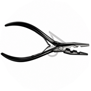 Pince à micro-perles de haute qualité pour extensions de cheveux, logo personnalisé, noir brillant, acier inoxydable de qualité supérieure, deux trous pour perles - Product Image 5