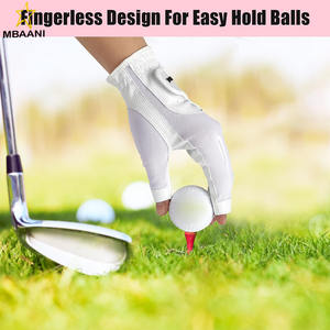 Gants de golf sans doigts pour femmes, une paire, design à doigts ouverts, respirants, absorbant la transpiration par temps chaud et humide, taille ajustée - Product Image 4