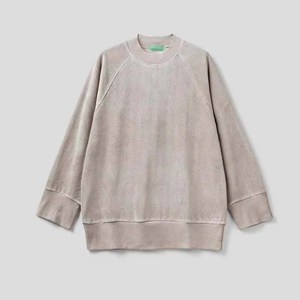 High Performance Women Winter Printed Drop Shoulder 100% Cotton Fleece Oversized <b>Sweatshirt</b> with Front Logo Breathable Wholesale - Product Image 2