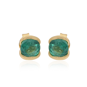 1.55 Carat Green Diamond <b>Stud</b> <b>Earrings</b> in Solid 14K Yellow Gold Natural Green Gemstone <b>Earring</b> Minimalist Gold <b>Studs</b> - Product Image 2