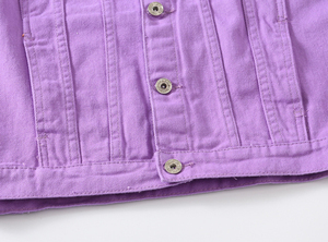Chaqueta vaquera morada para hombre, estilo casual de primavera, de algodón, con cuello vuelto, abotonadura sencilla, corte regular, color liso, estilo lavado. - Product Image 6