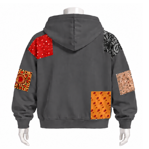 Charcoal <b>Tapestry</b> Patchwork Zip Up Hoodie Oversized Printed Patch Full Zipper Hooded Sweatshirt Casual Streetwear Jacket Men - Product Image 2