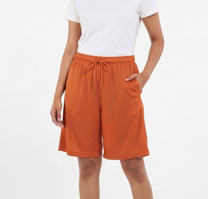 Shorts décontractés en polyester pour femme, 100 % polyester, coupe ample, taille mi-haute avec cordon de serrage, poids lourd, poches latérales, longueur genou - Product Image 6