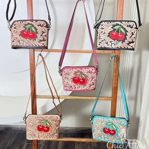 Wholesale Handcrafted Floral Designer Genuine Leather Handbags Vintage Style Crossbody Shopping & Travel Women Shoulder <b>Bags</b> - Product Image 1