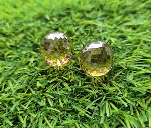 โมอิสซาไนต์ทรงกลมเหลี่ยมเพชรพลอยสีเหลืองแชมเปญ 2 ชิ้น สำหรับทำเครื่องประดับแฮนด์เมด - Product Image 5