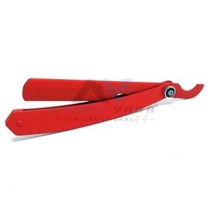 Professional Turkish Style Stainless Steel <b>Straight</b> Razor with Leather Case Red Paper Coated Handle Custom OEM Barber Shaving - Product Image 4