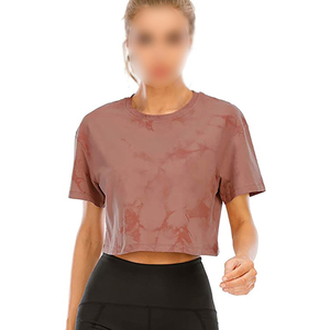 Top Corto Casual de Moda 2026 con Lavado Ácido para Mujer, de Algodón y Spandex Elástico, Transpirable, Ecológico, para Entrenamiento, Venta al por Mayor OEM, Tie-Dye - Product Image 1